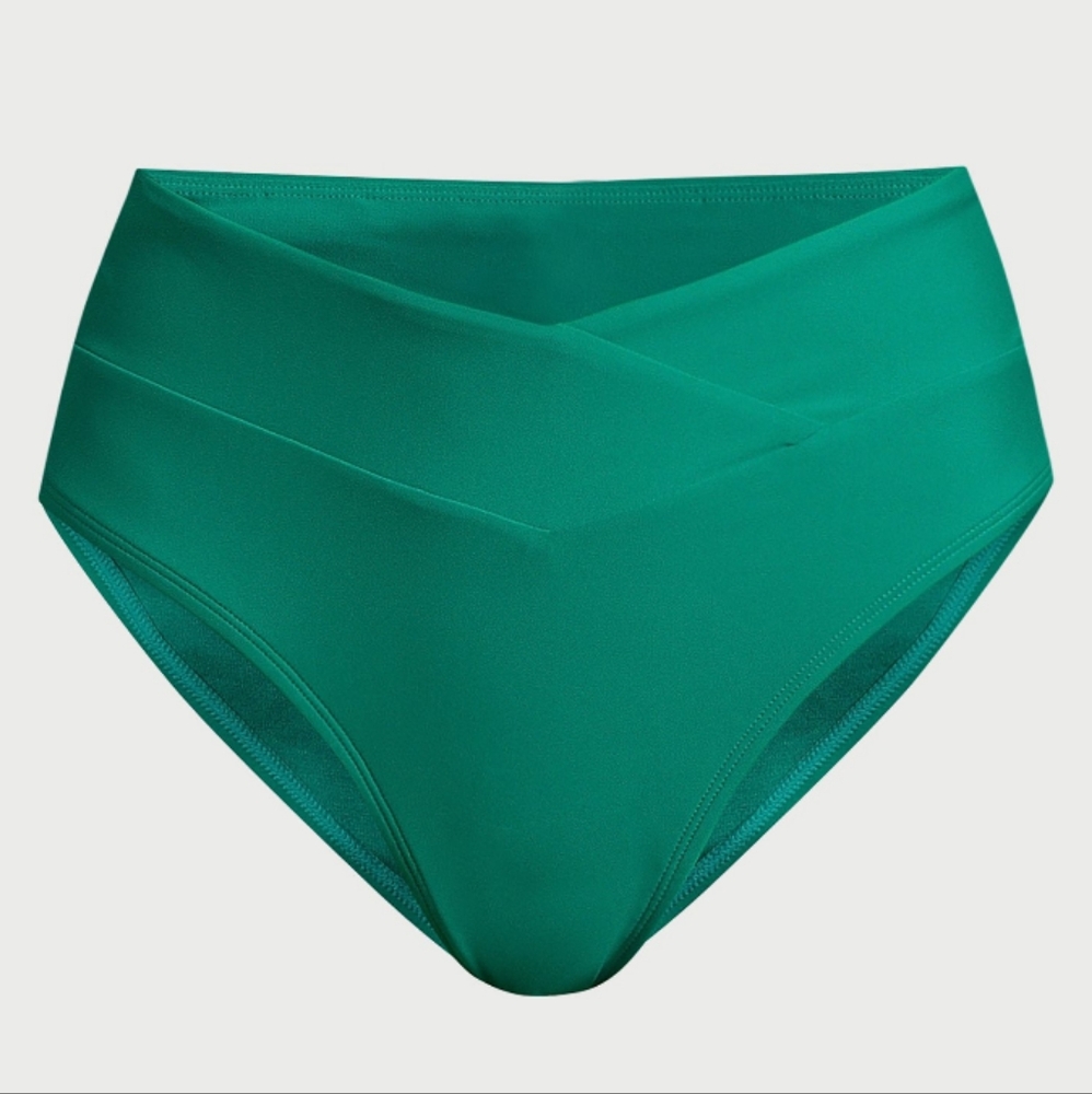 NEW Time & Tru Plus 3X 24 26 Green Mid Rise  Bikini Swim Bottoms NWT
